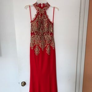 Red and Gold Prom Dress
